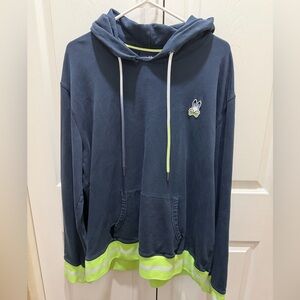 Psycho Bunny Navy Hoodie with Neon Yellow Trim